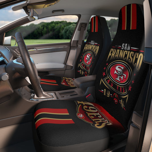 Car Seat Covers 49ers Car Seat Covers, Black, Red & Gold Design Truck Seat Covers, 49ers Fan Gift, Car Accessories Gift