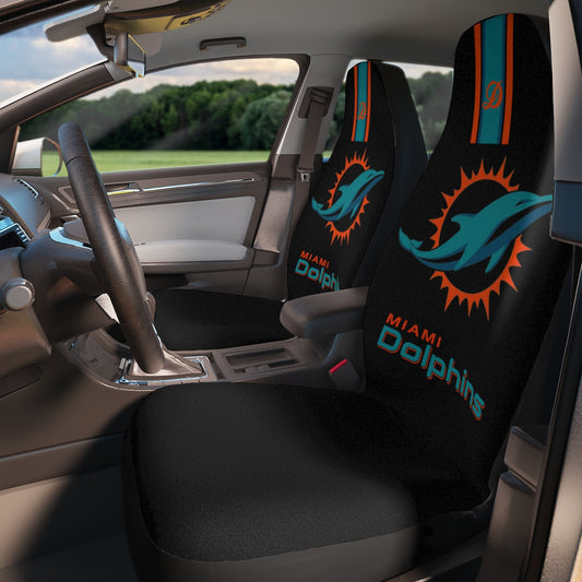 Miami football Car Seat Covers,  Dolphins Truck Seat Protector, Dolphins Fan Gift, Black Seat Covers Gift for Dolphins Fans