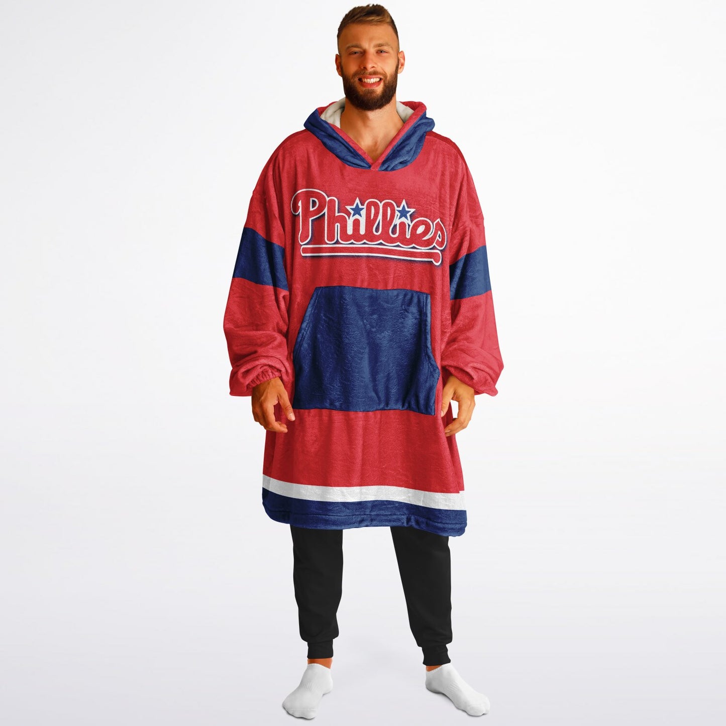 Phillies Red Cuddle Hoodie The Fightin Phillies Oversize Hooded Blanket Gift for Baseball Fans & Family