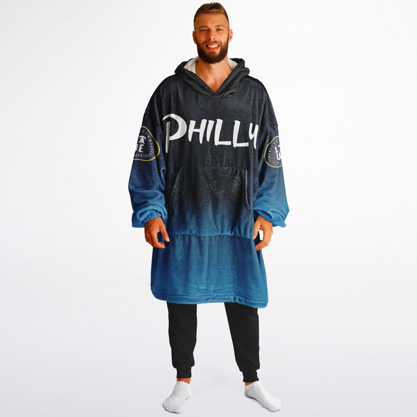 Phillies City Connect Look Hoodie Cuddle Hoodie Black & Blue Phillies Gradient Hoodie Philly Baseball Cuddle Hoodie Fan Gift for Her Gift for Him Philly Baseball Fan Gift