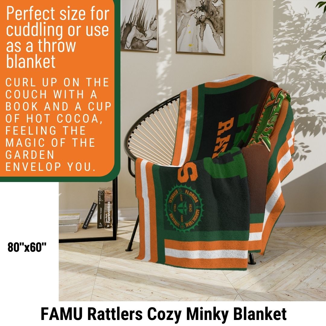 FAMU Rattlers Minky Blanket Perfect Back To School Gift Florida A&M Throw Blanket for Rattler Moms Indoor and Outdoor Cozy Comfort Gift