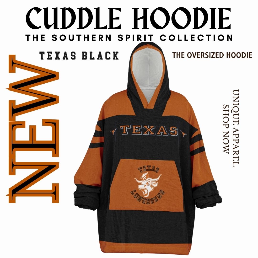 Texas Longhorns Black Cuddle Hoodie "Longhorn Rider" Oversized Hoodie Gift for Fans