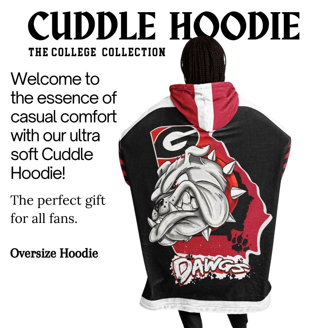 Georgia State Dawg  Black with White Bulldogs Cozy Cuddle Hoodie