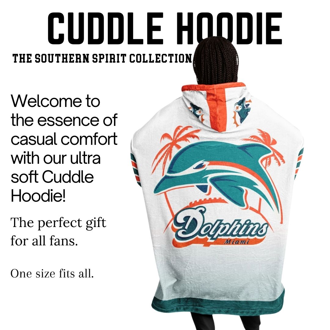 Miami Dolphins Retro White Football Cuddle Hoodie