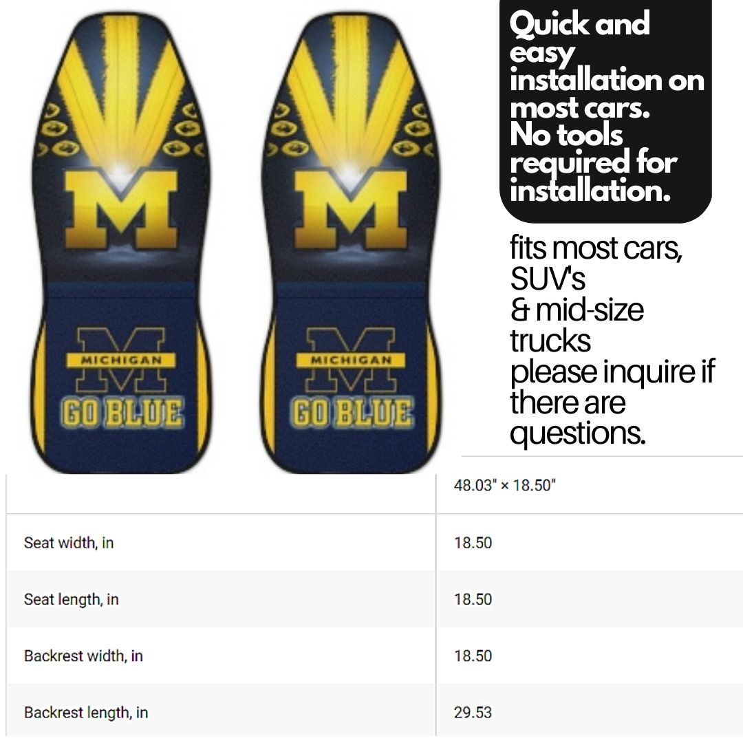 Car Seat Covers Michigan "Go Blue" seat covers, college car seat covers, gift for college student, college alumni gift. car accessories gift