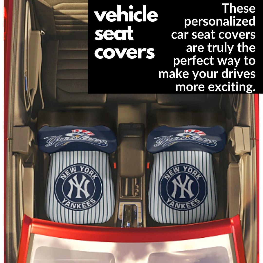 NY Yankees Car Seat Covers, black & pinstriped Truck seat covers, NY Yankees fan gift, car accessories gift