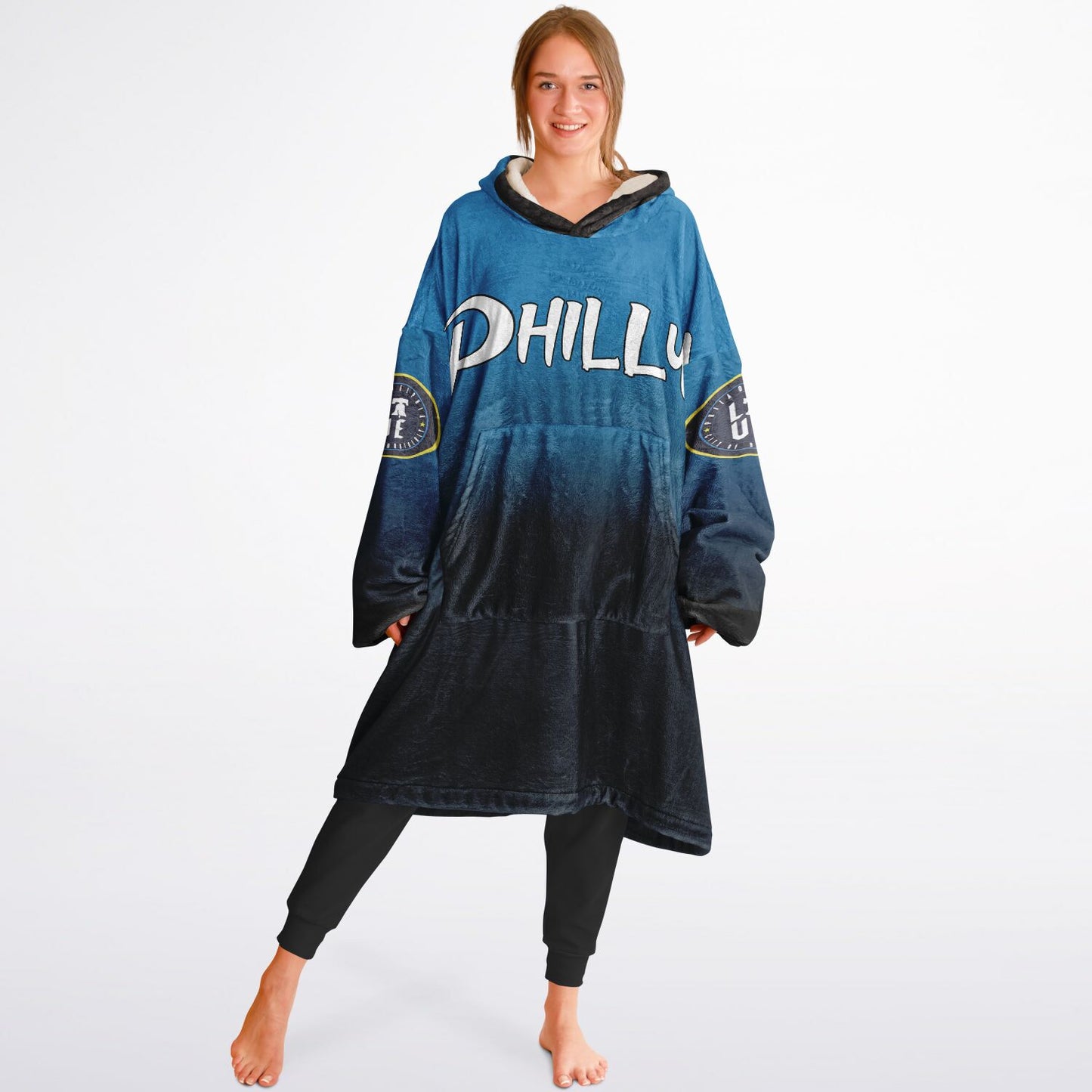 Phillies City Connect Look Hoodie Cuddle Hoodie Blue & Black Phillies Gradient Hoodie Philly Baseball Cuddle Hoodie Fan Gift for Her Gift for Him Philly Baseball Fan Gift