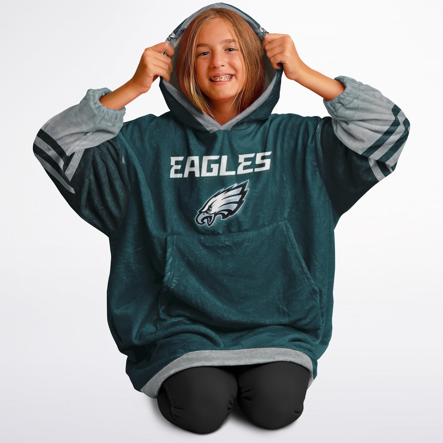 Youth Eagles Hoodie Blanket Green Pocket Youth Eagles Green & Black Marble Cuddle Hoodie