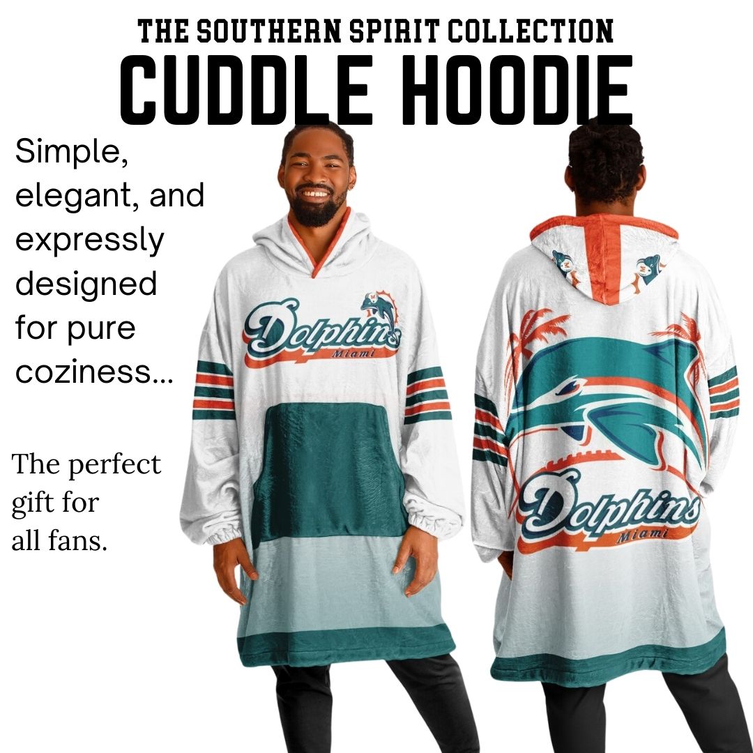 Miami Dolphins Retro White Football Cuddle Hoodie