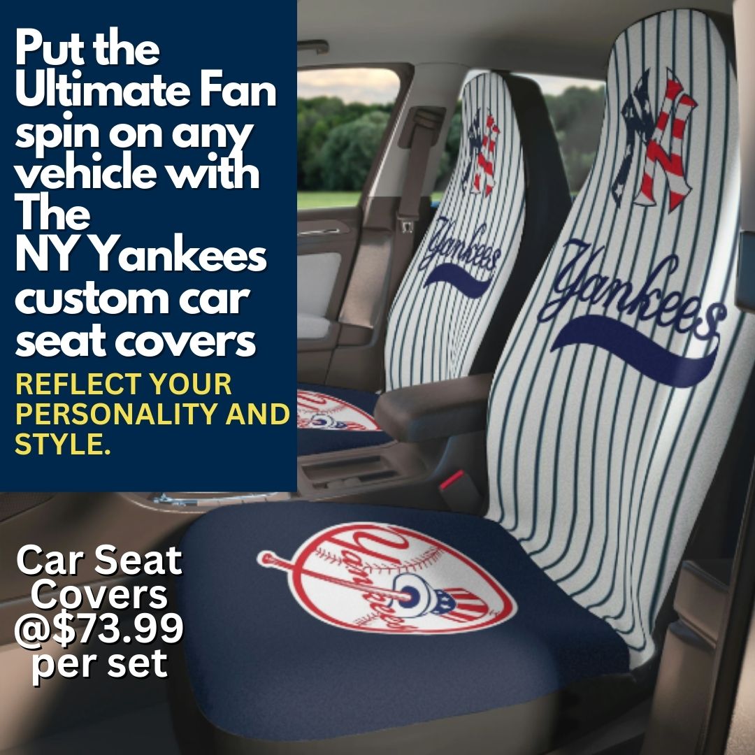 NY Yankees Car Seat Covers NY Red White & Blue NY w/ Striped Back & Navy Seat Vehicle Seat Covers NY Yankees Fan Gift Car Accessories Gift