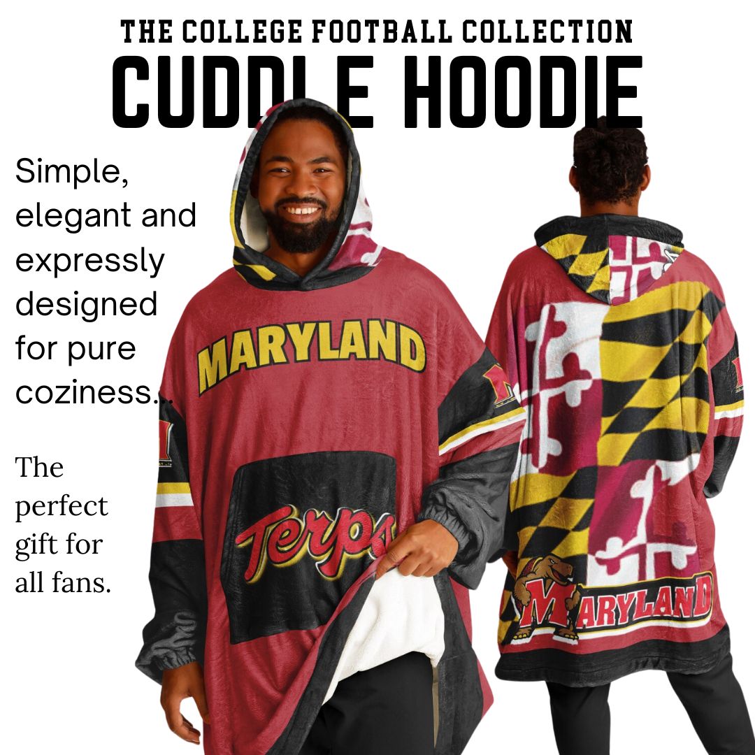 Maryland Terps Red Oversize Hooded Blanket Maryland Cuddle Hoodie Gift for Fans & Alumni