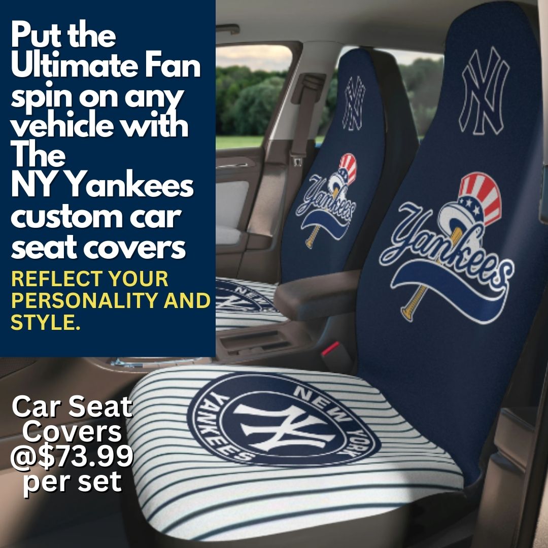 NY Yankees Car Seat Covers, black & pinstriped Truck seat covers, NY Yankees fan gift, car accessories gift