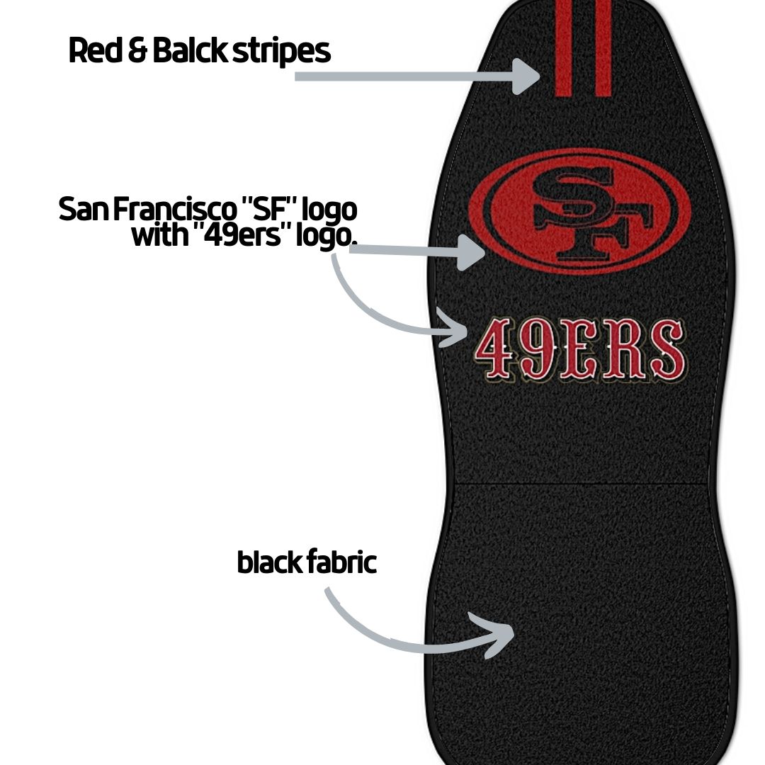 49ers Car Seat Covers, black & striped car seat covers, 49ers fan gift, car accessories gift