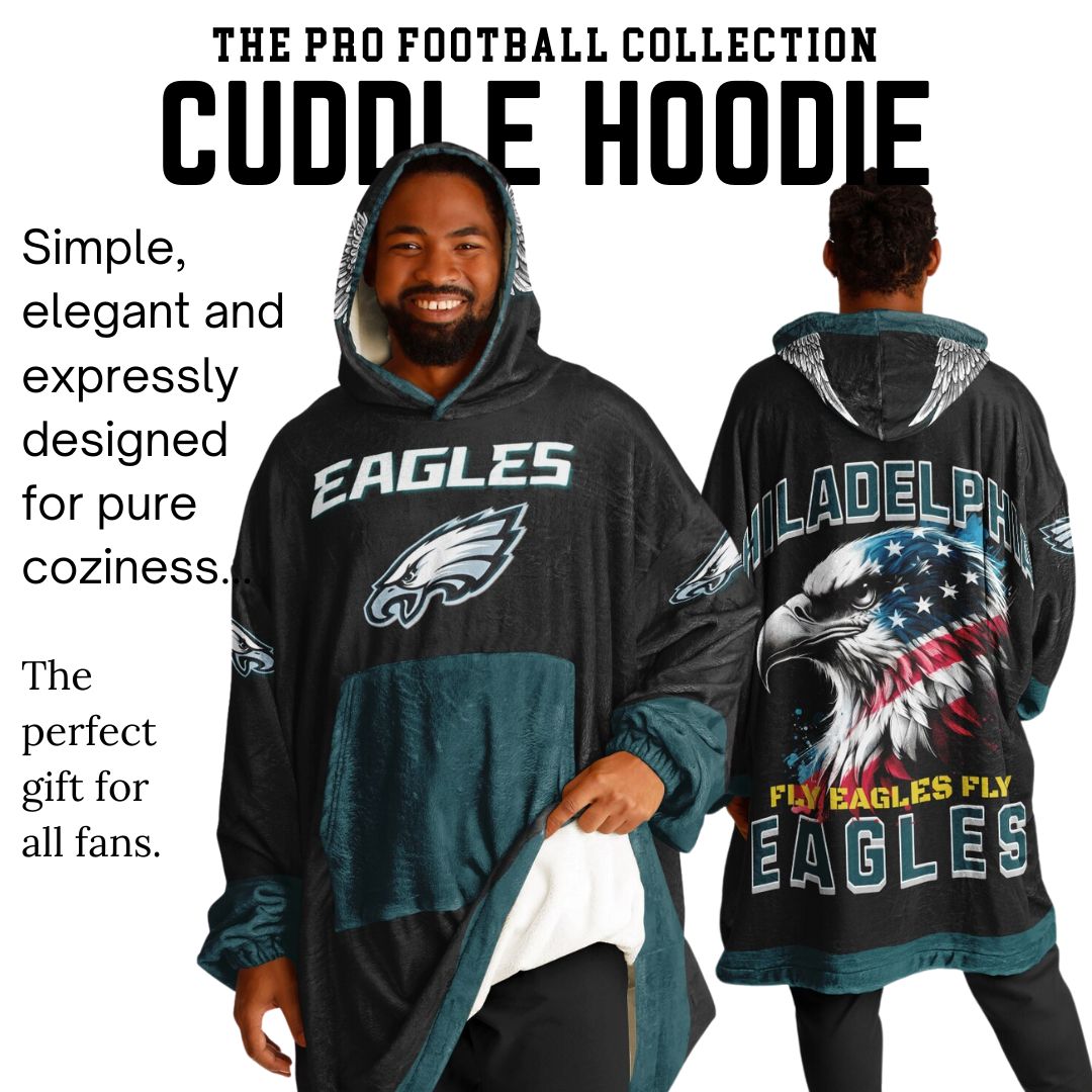 Eagles Military Black American Eagle  "Fly Eagles Fly" Cuddle Hoodie  Gift for Fans