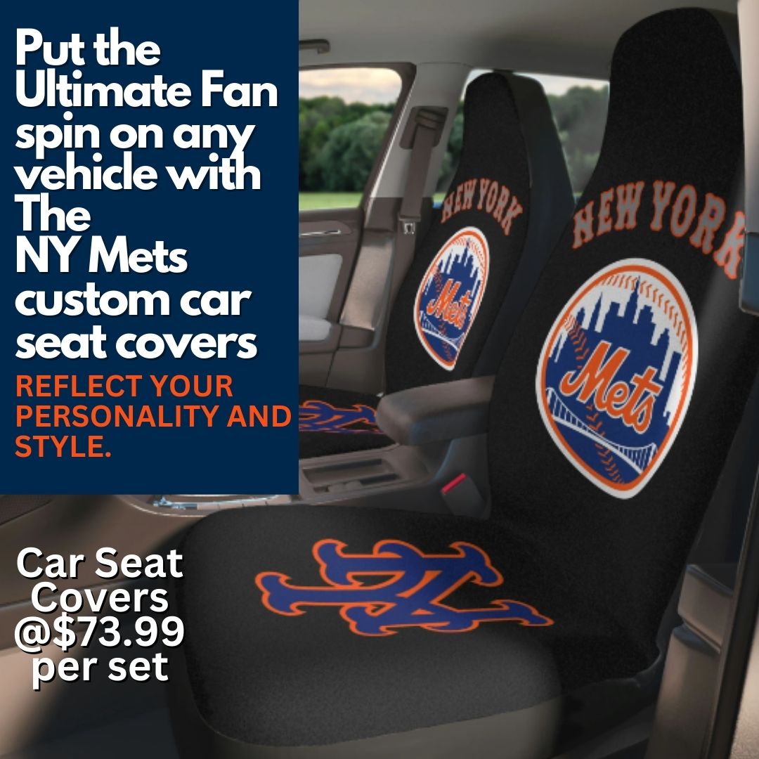 NY Mets Car Seat Covers, black w/ NY Mets images Truck seat covers, NY Mets fan gift, car accessories gift