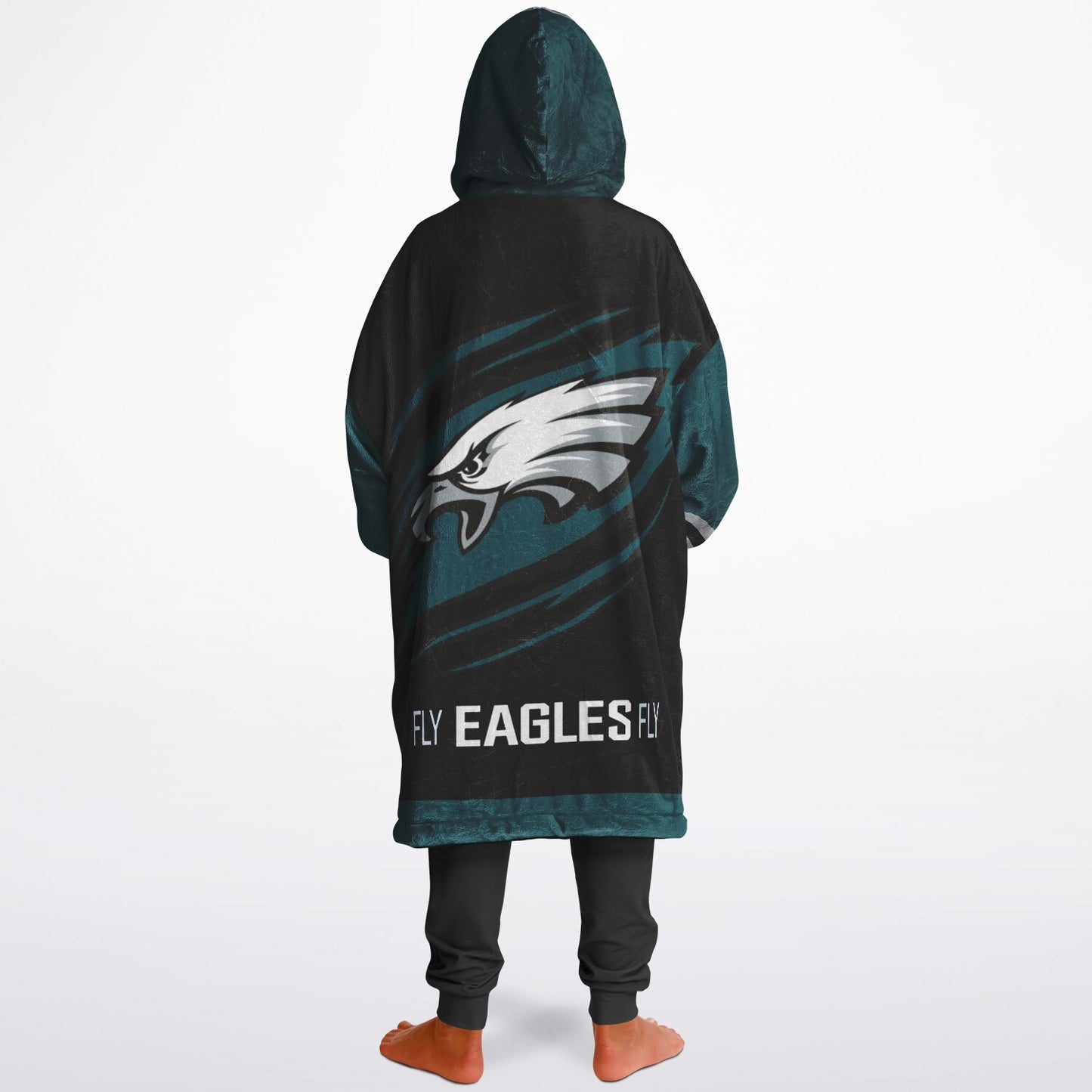 Youth  Eagles Reversible Cozy Cuddle Hoodie Eagles, 2 in 1, Green & Black Hooded Blanket for Young Fans