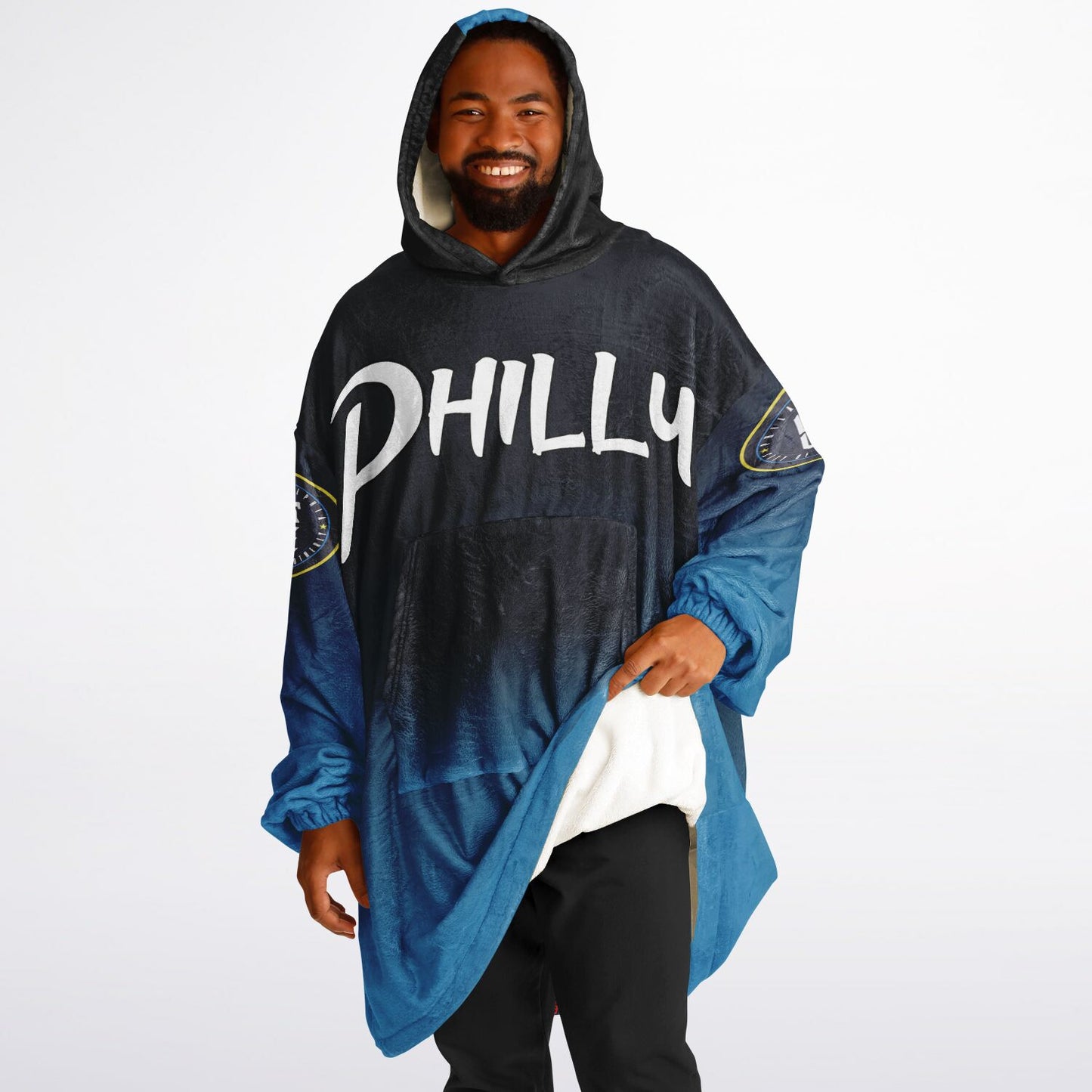 Phillies City Connect Look Hoodie Cuddle Hoodie Black & Blue Phillies Gradient Hoodie Philly Baseball Cuddle Hoodie Fan Gift for Her Gift for Him Philly Baseball Fan Gift