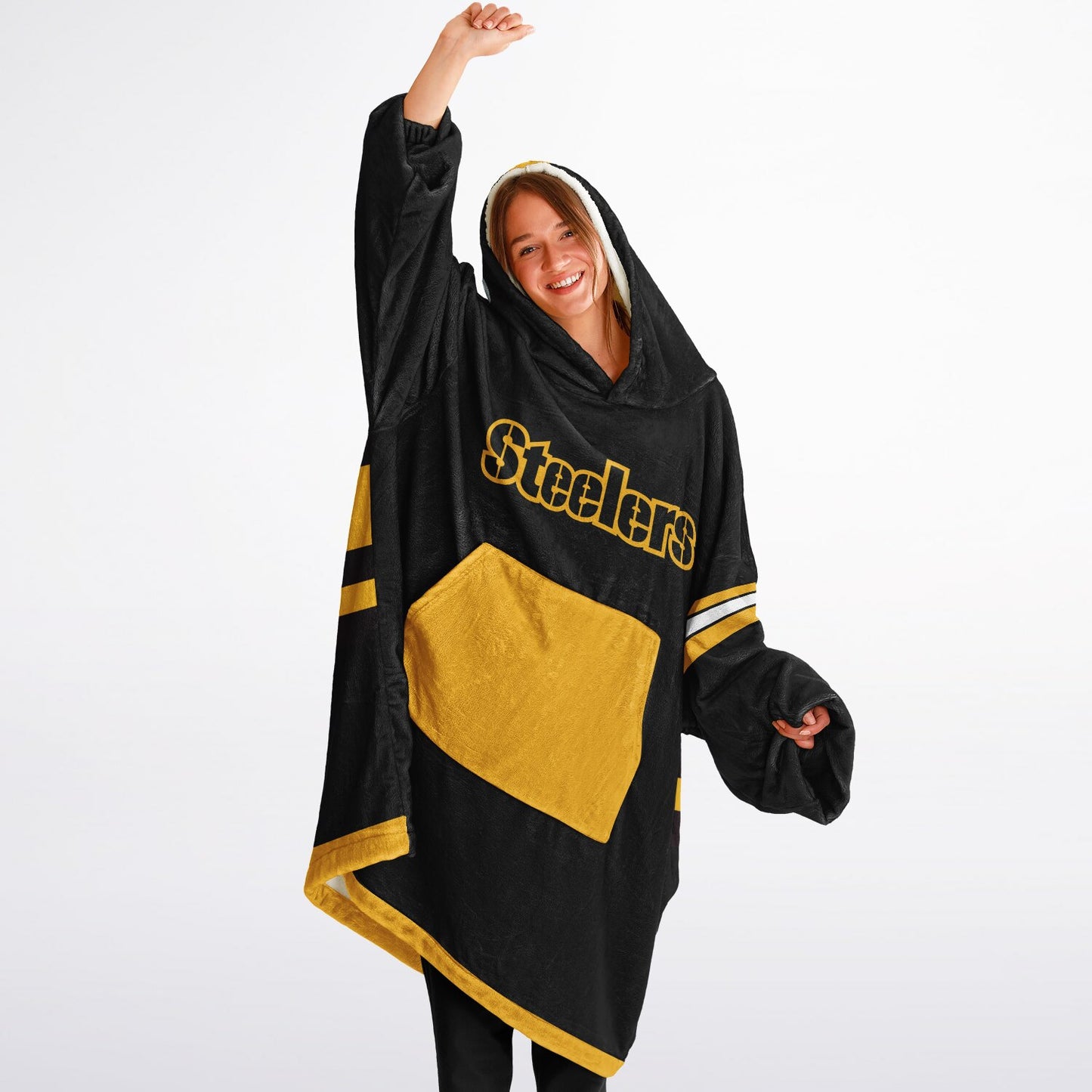 Steelers "PITTSBURGH" Oversize Cuddle Hoodie Yellow Pocket