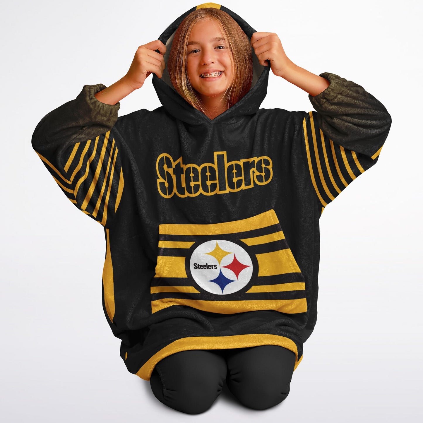 Youth Pittsburgn Steelers  Black Oversize Cuddle Hoodie