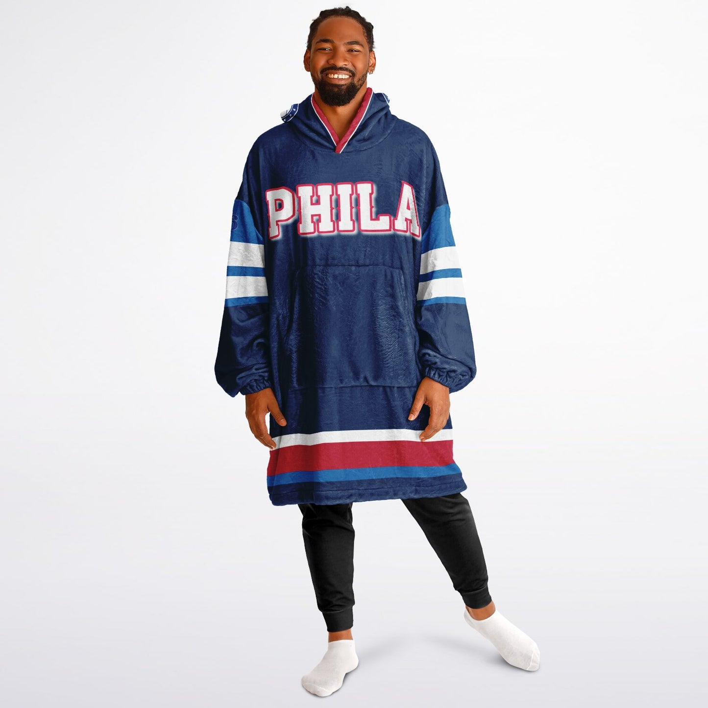 Philadelphia 76ers  Basketball Oversize Blue Hooded Blanket