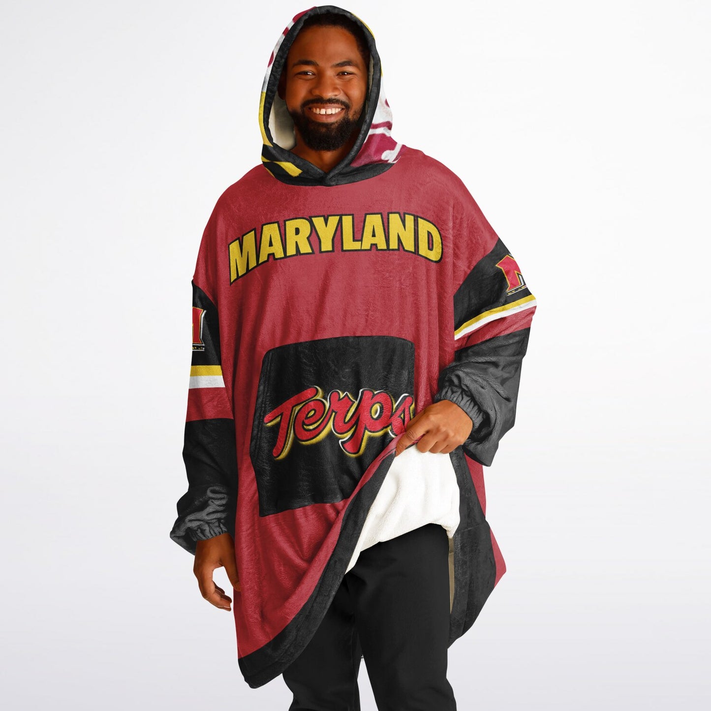 Maryland Terps Red Oversize Hooded Blanket Maryland Cuddle Hoodie Gift for Fans & Alumni
