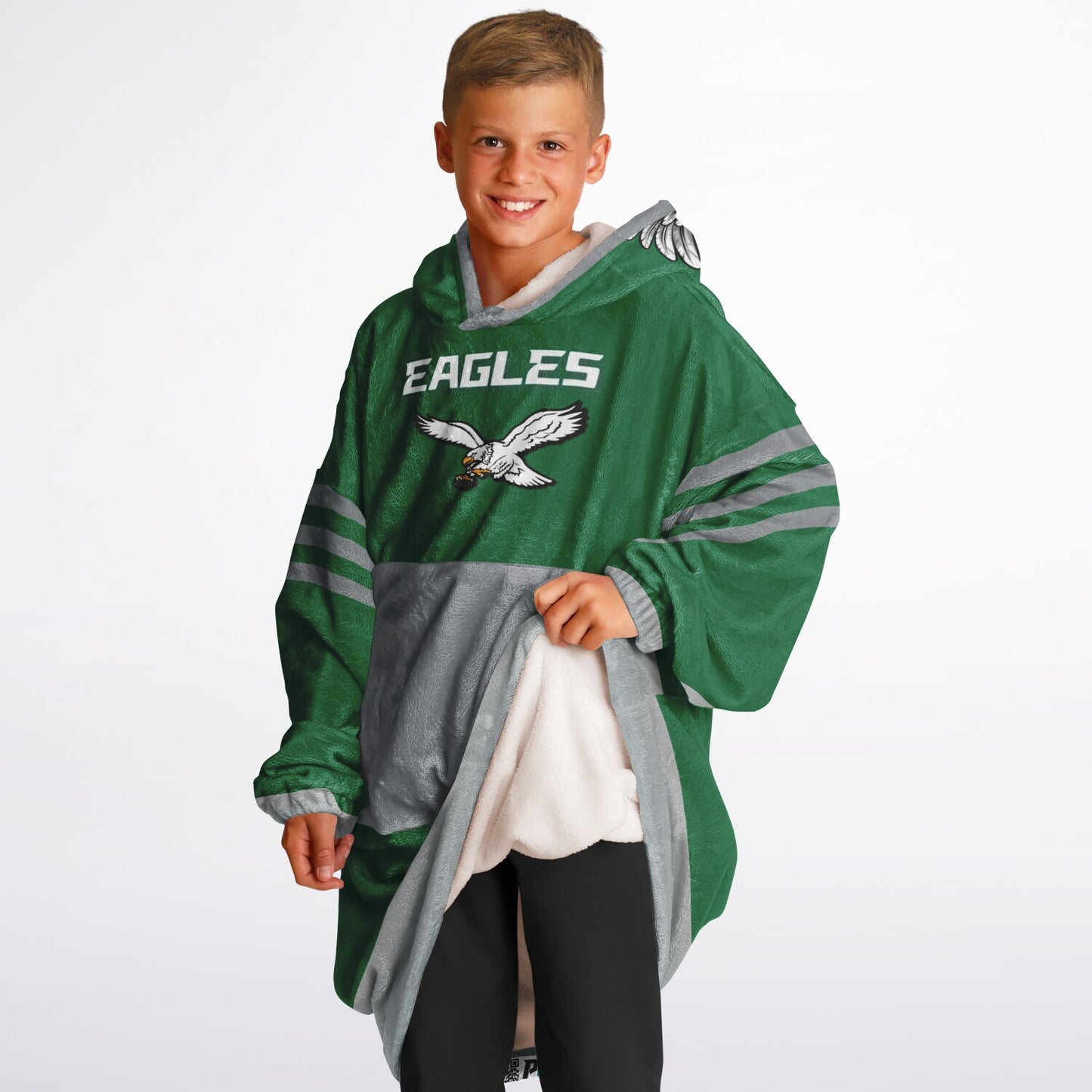 Youth Eagles Hoodie Blanket Youth Eagles Retro Kelly Green Cuddle Hoodie