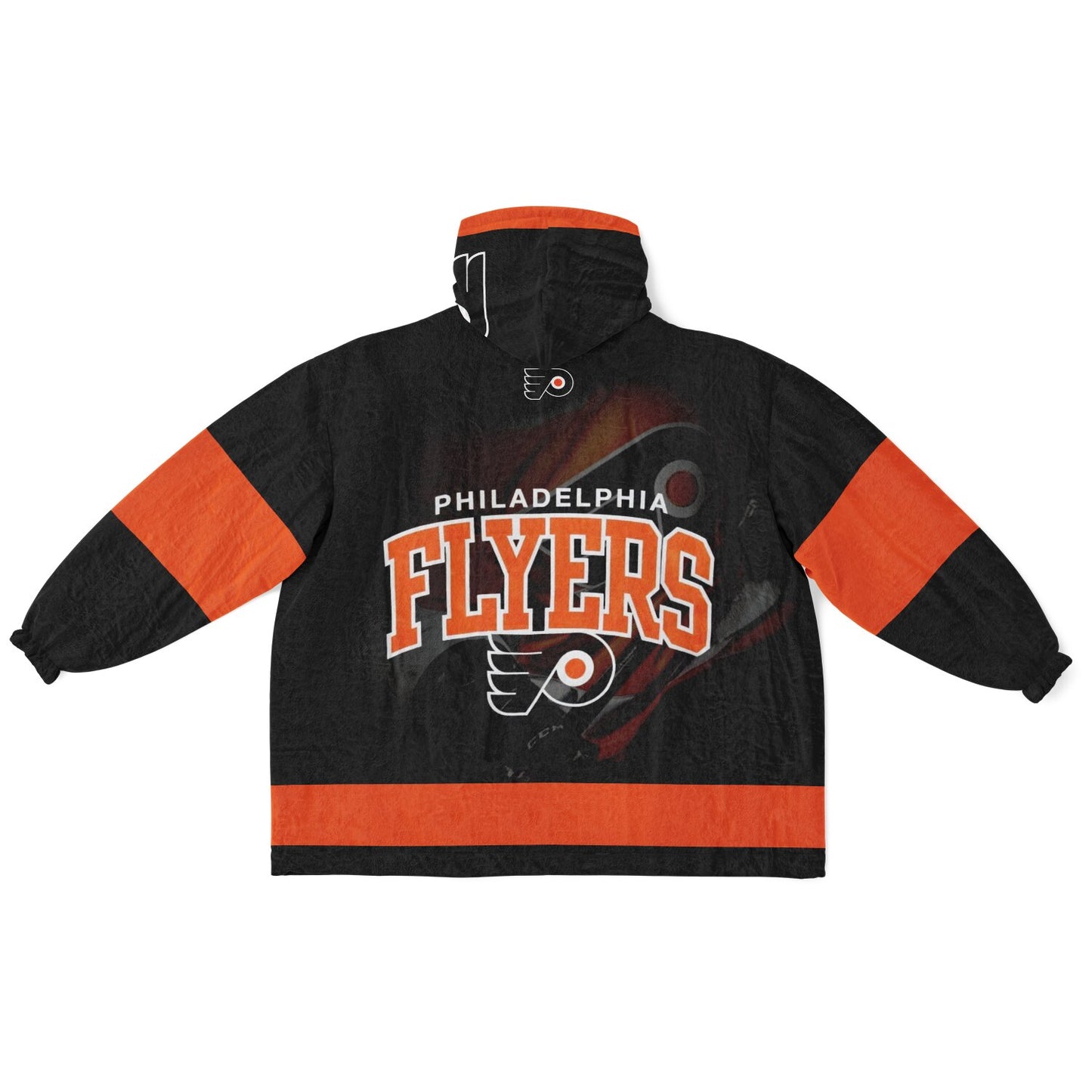 Phila Flyers Hockey Black Oversize Hooded Blanket