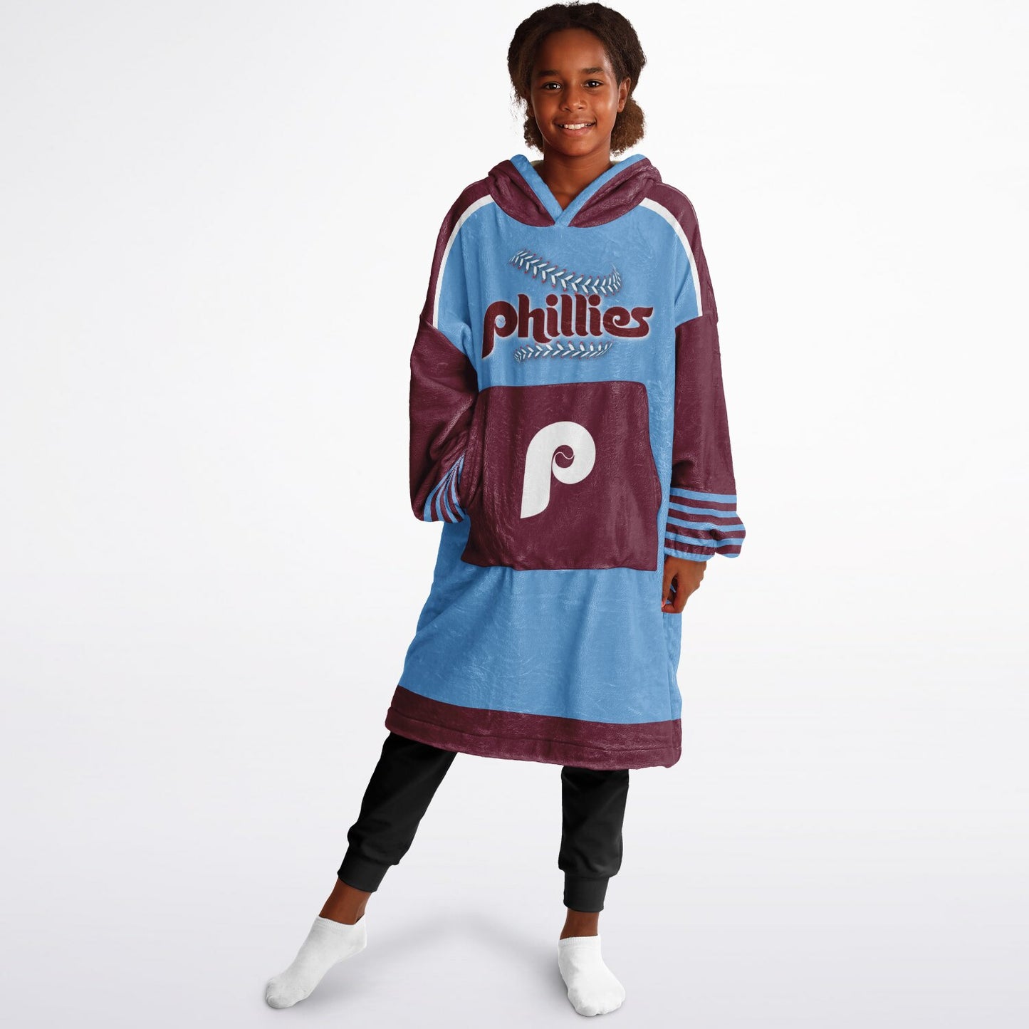 Youth Phillies Retro Light Blue Cuddle Hoodie Great Gift for Young Fans