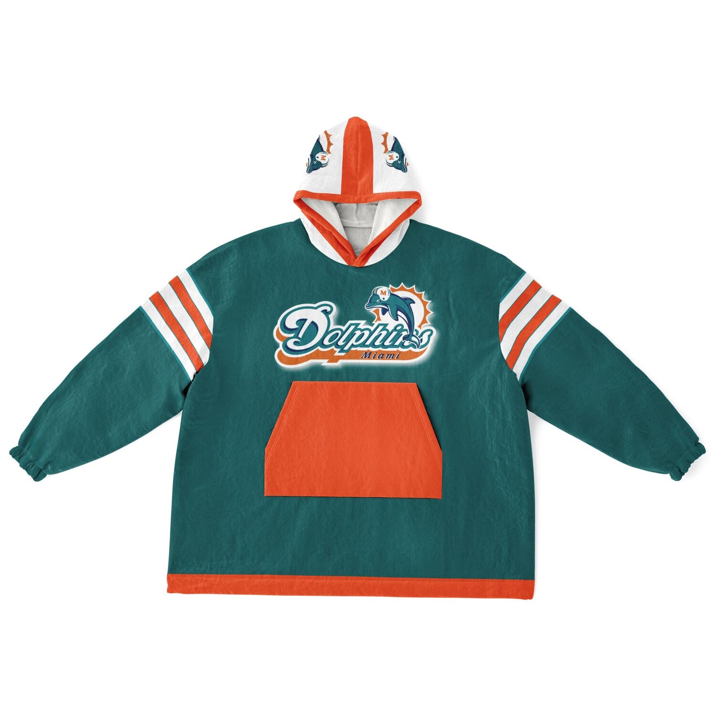 Miami Dolphins Classic Retro Throwback Aqua Football Cuddle Hoodie