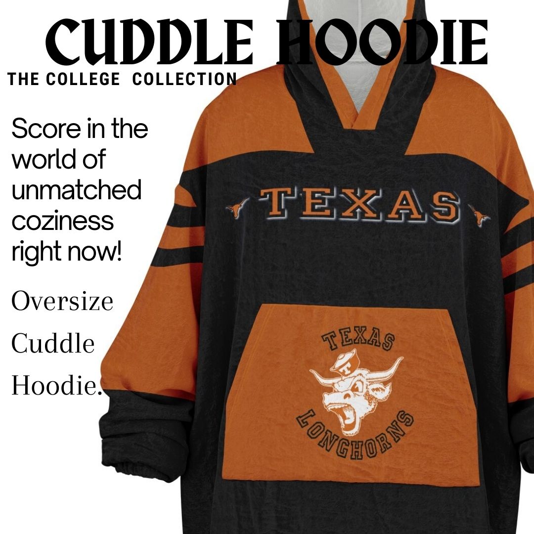 Texas Longhorns Black Cuddle Hoodie "Longhorn Rider" Oversized Hoodie Gift for Fans