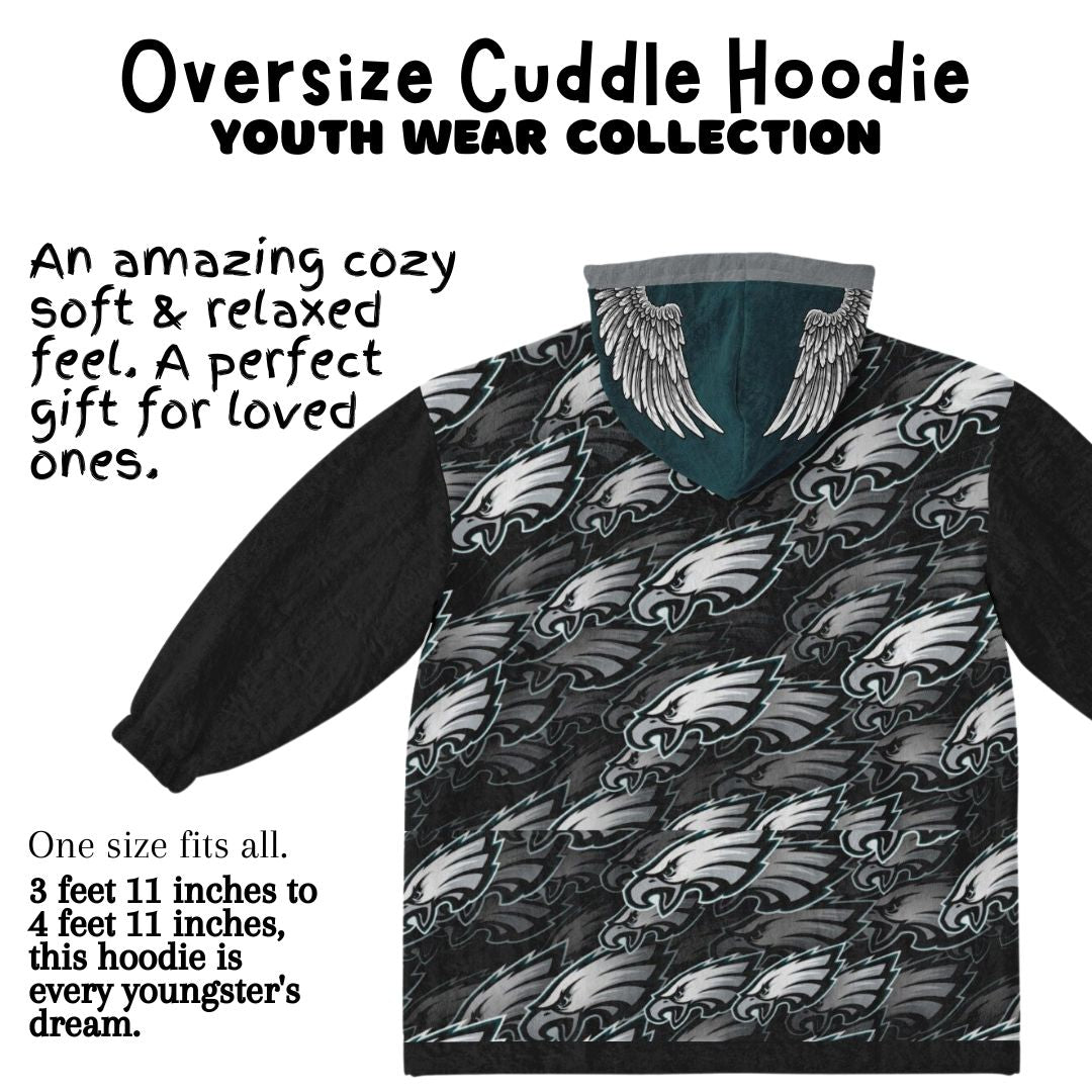 Youth  Eagles Reversible Cozy Cuddle Hoodie Eagles, 2 in 1, Green & Retro Kelly Green Hooded Blanket for Young Fans copy