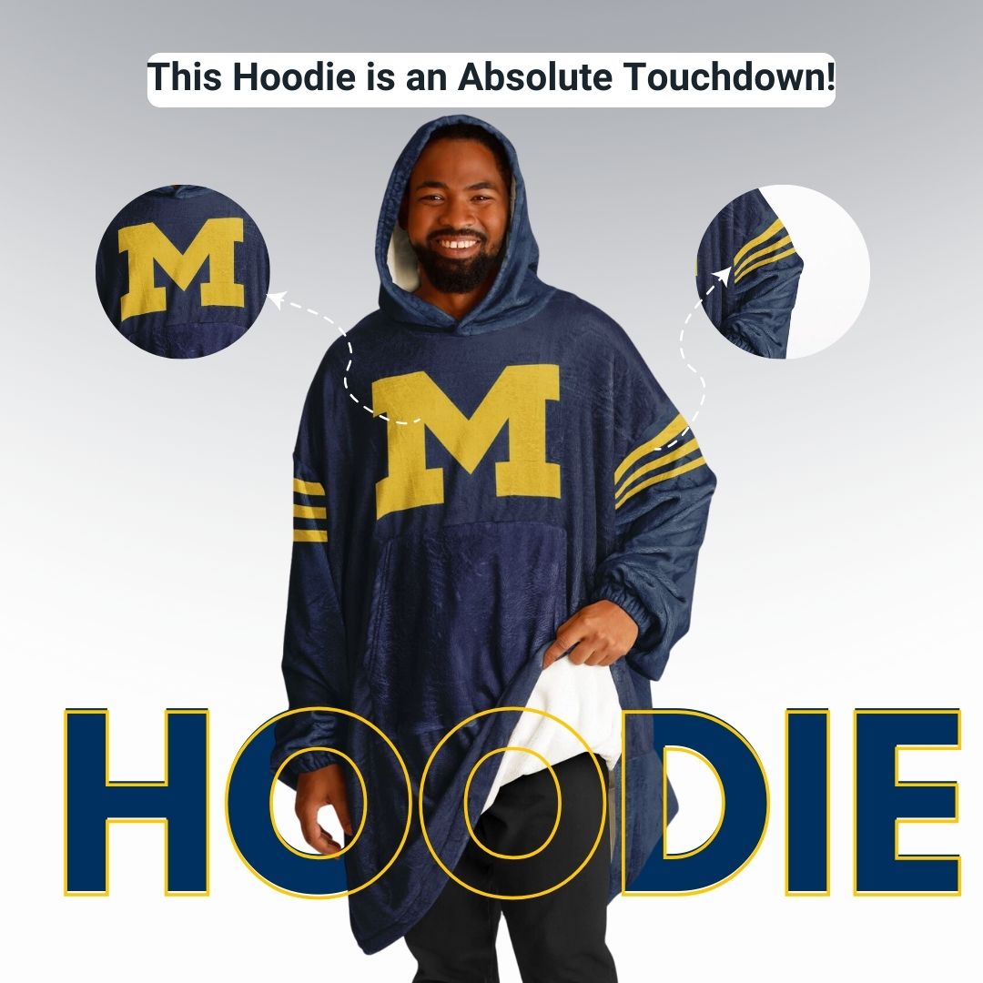 Classic Michigan Football Cuddle Hoodie Blue & Maize