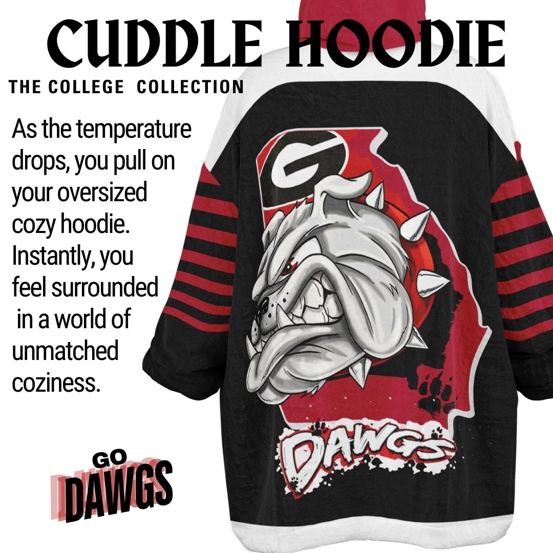 Georgia State Dawg  Black with White Bulldogs Cozy Cuddle Hoodie