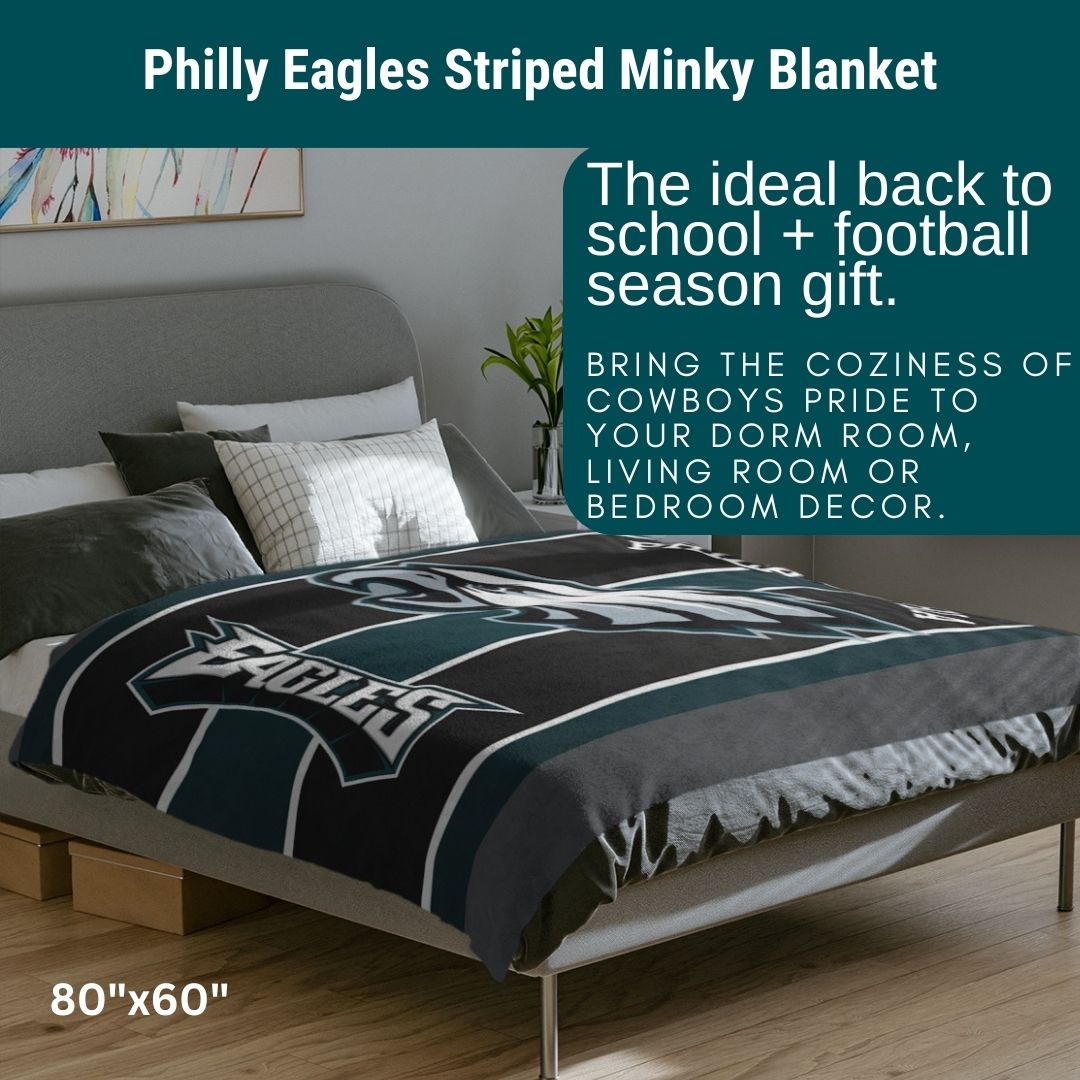 Eagles Blanket Striped Soft Throw Blanket Perfect Birthday Gift for Philly Football Fans Blanket to Watch Eagles Games Sports Decor