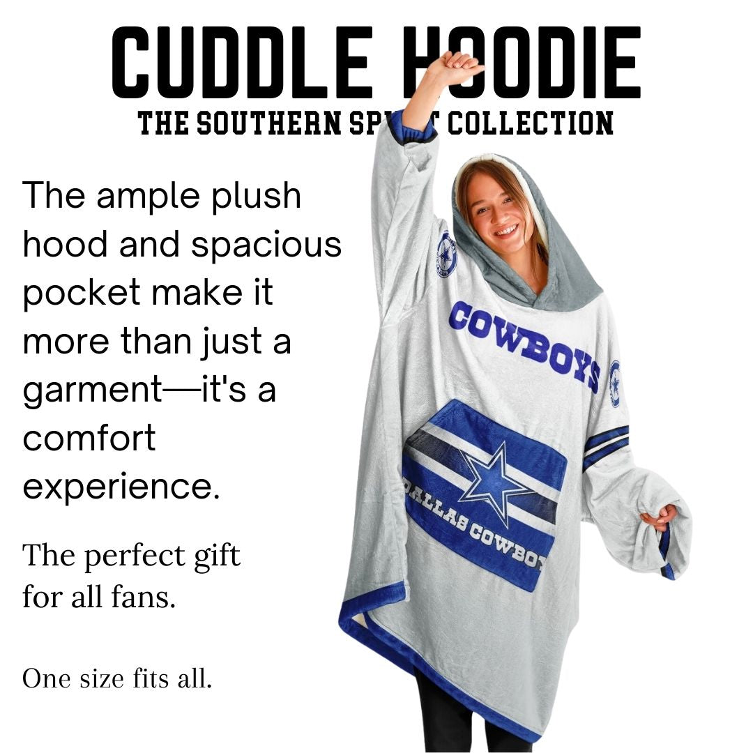 Dallas Cowboys White Football Cozy Cuddle Hoodie