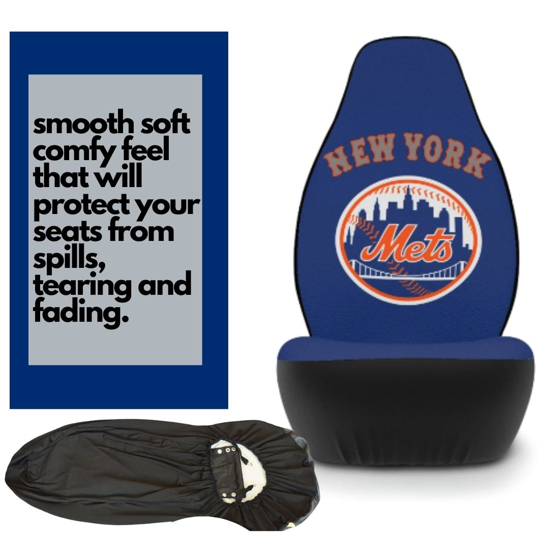 NY Mets Car Seat Covers, blue and orange Truck seat covers, NY Mets fan gift, car accessories gift