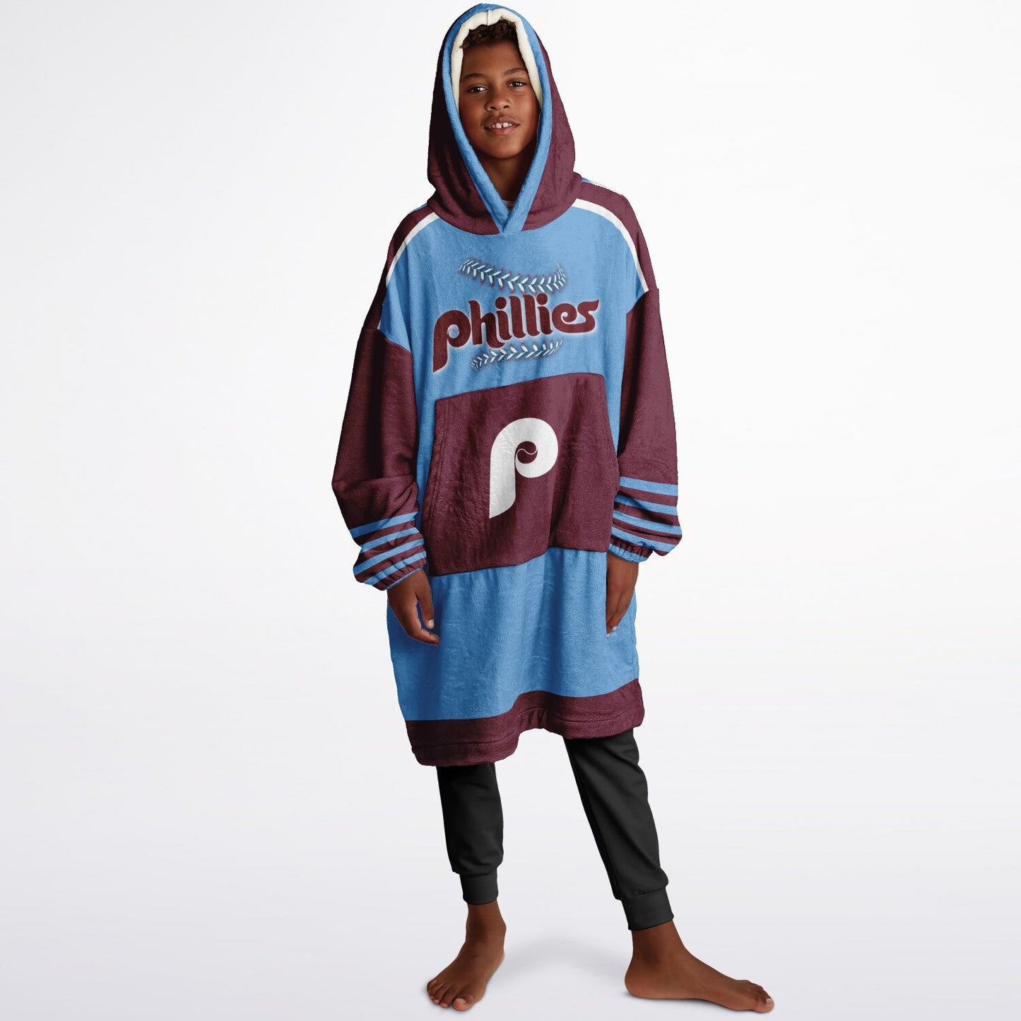 Youth Phillies Retro Light Blue Cuddle Hoodie Great Gift for Young Fans