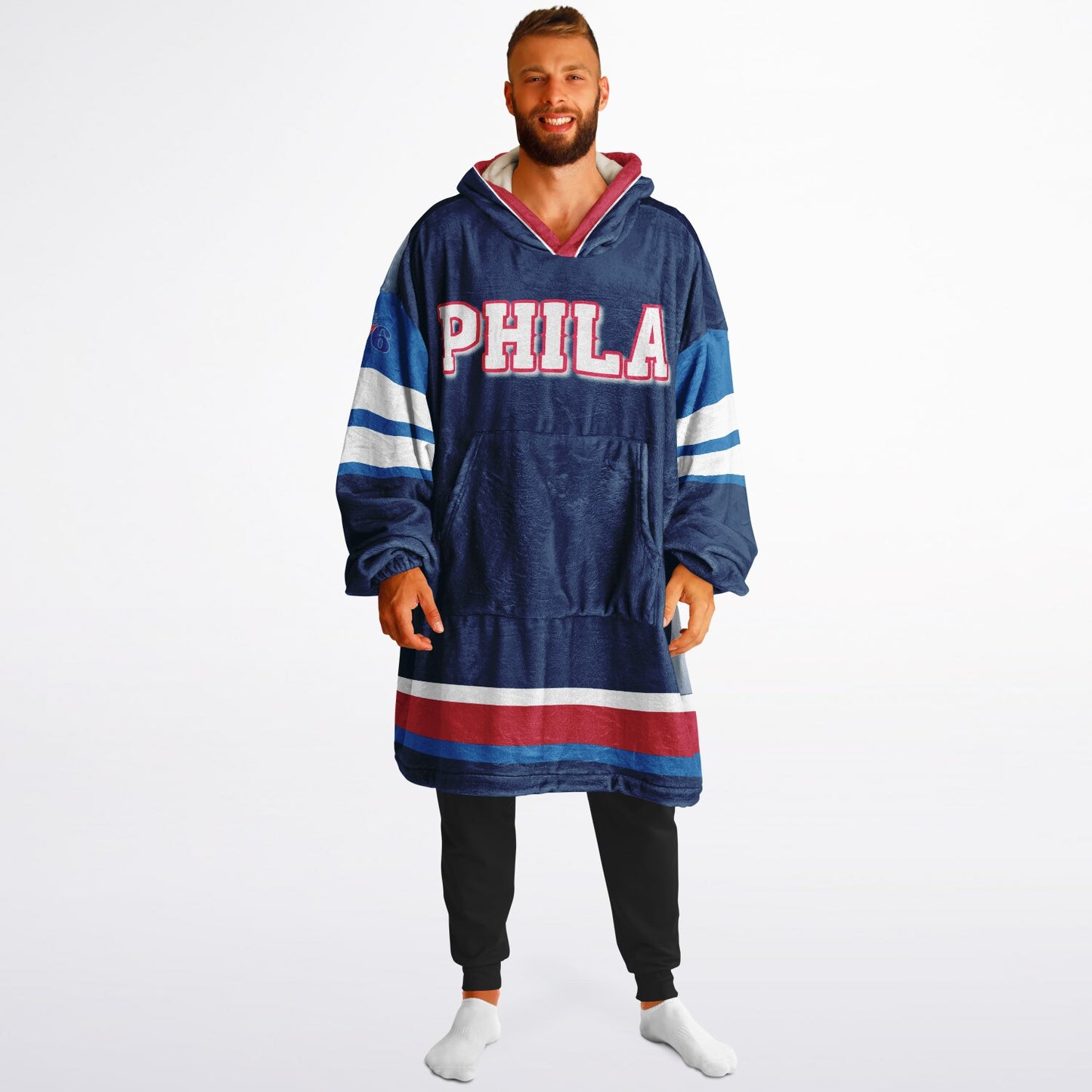 Philadelphia 76ers  Basketball Oversize Blue Hooded Blanket