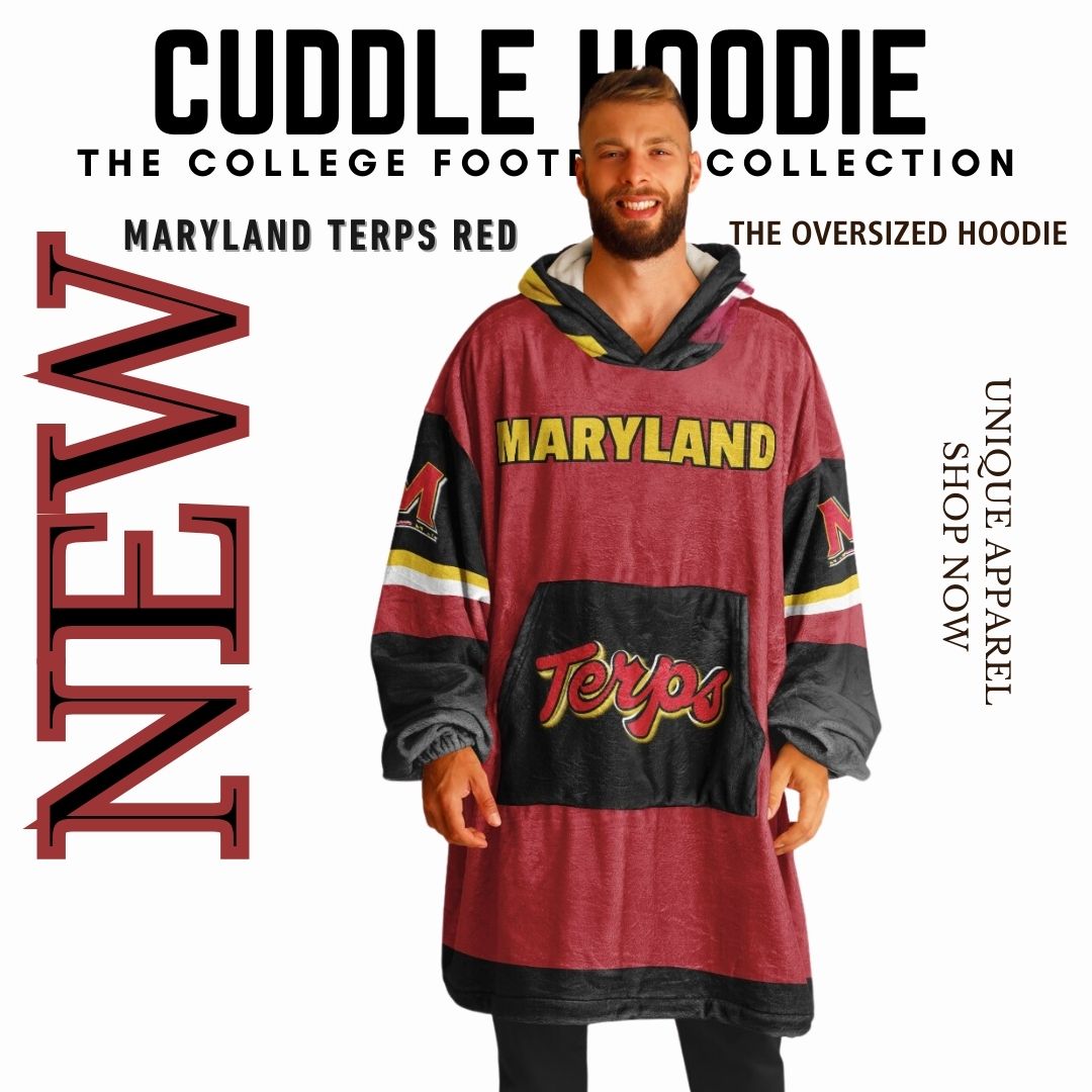 Maryland Terps Red Oversize Hooded Blanket Maryland Cuddle Hoodie Gift for Fans & Alumni