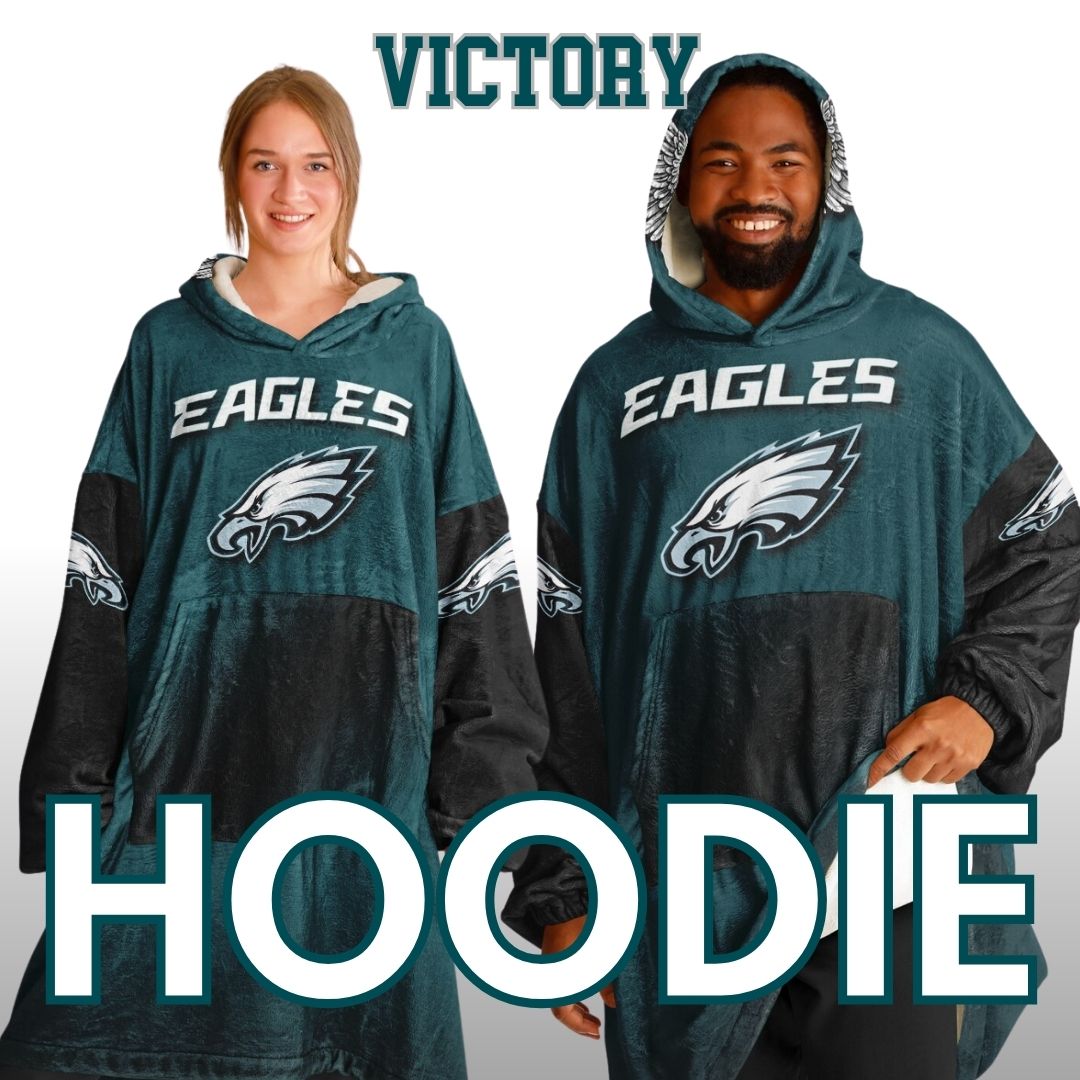 Eagles Home Green & Black Sleeves  "Born To Win" "Fly Eagles Fly"  Cuddle Hoodie