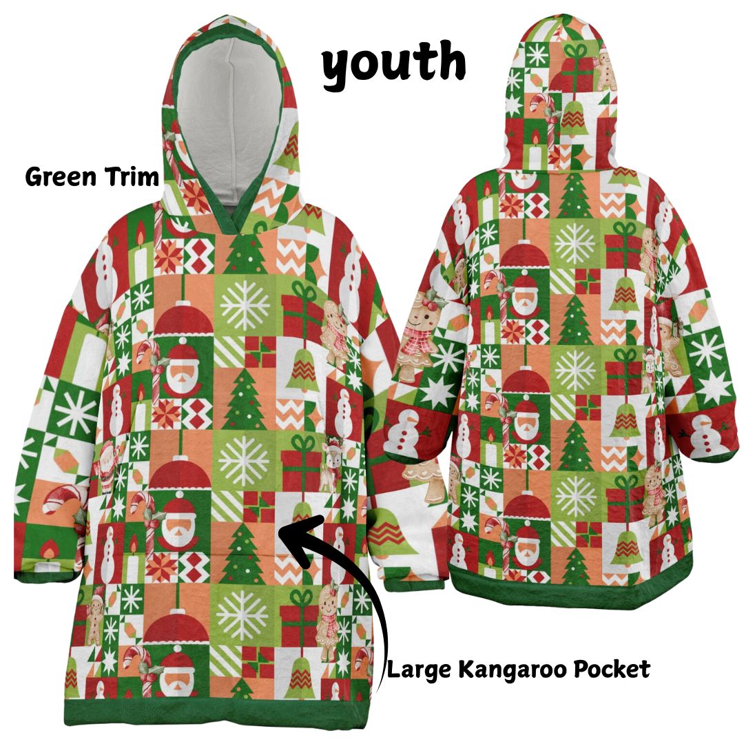 Youth Festive Holiday Christmas Santa Snowman Fun Patchwork Fun SnuggleFit Mini