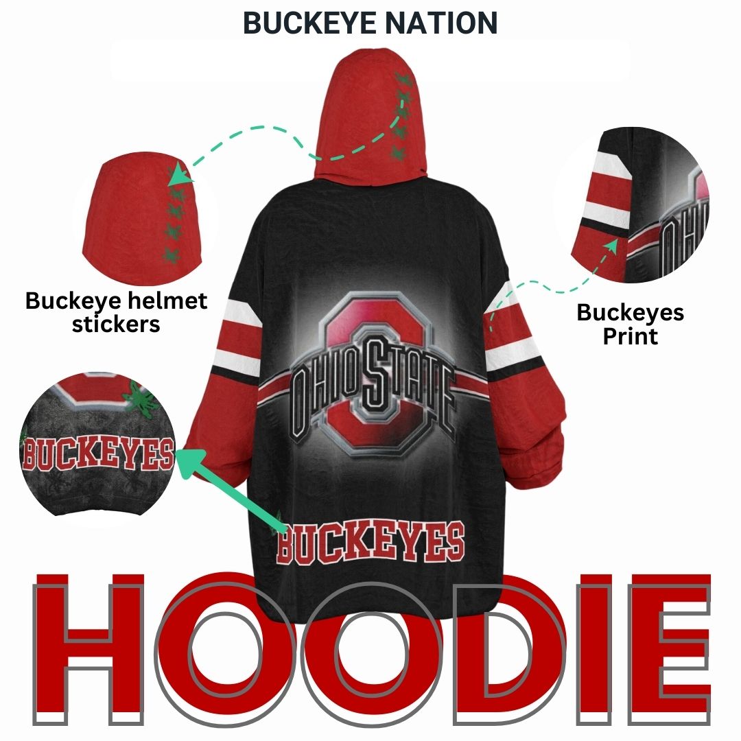 Ohio State Football Cuddle Hoodie Scarlet & Grey