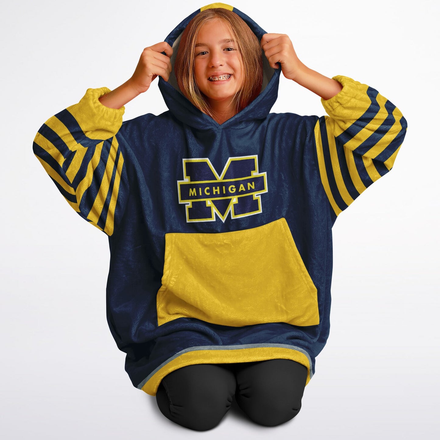 Youth Michigan Blue & Maize Oversize Cuddle Hoodie