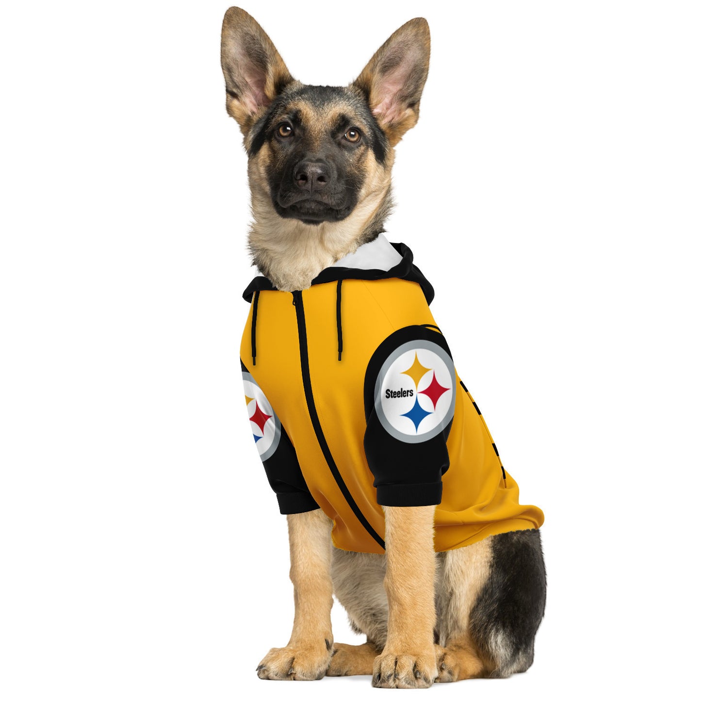 Steelers Dog Zip Up Hoodie Yellow