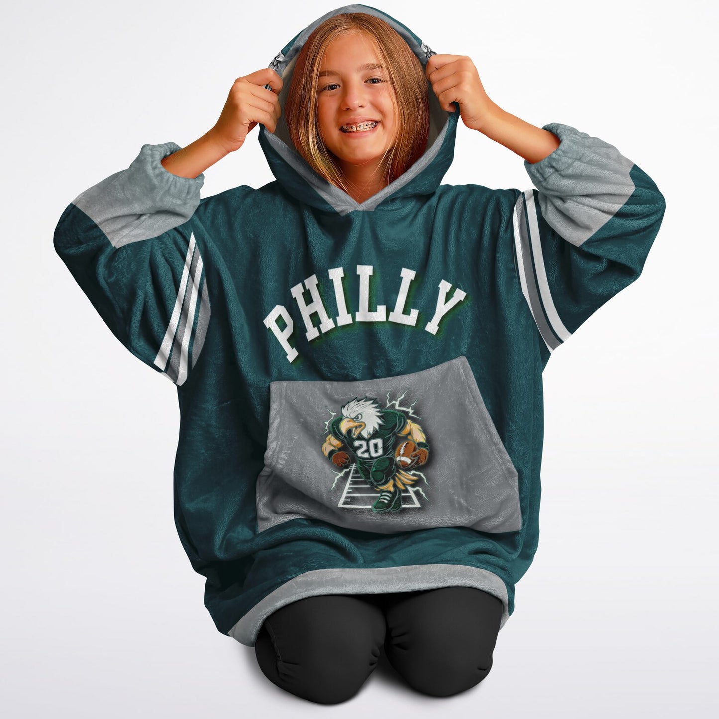 Youth Oversize Hooded Blanket Philly Player Green S.B. Champion