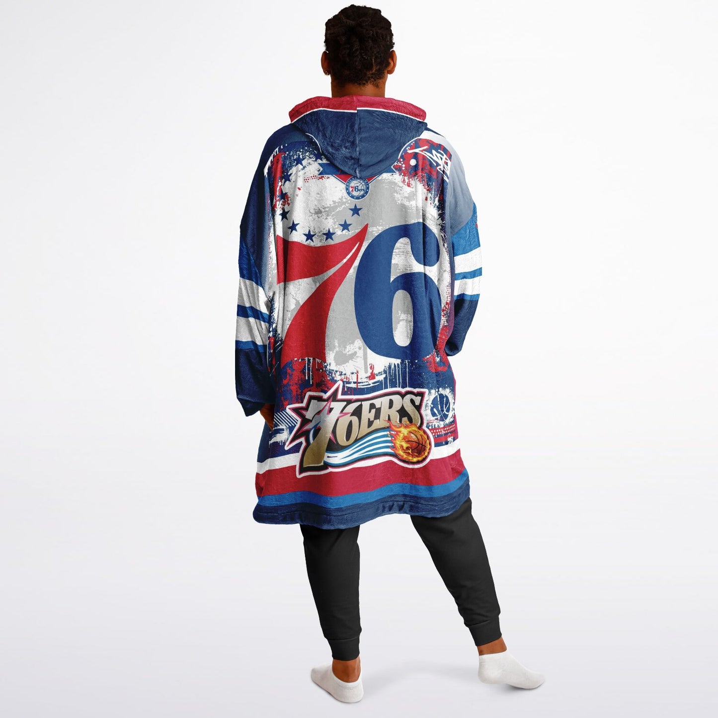 Philadelphia 76ers  Basketball Oversize Blue Hooded Blanket