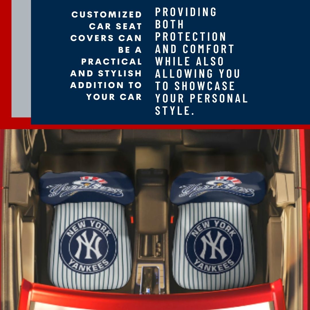 NY Yankees Car Seat Covers, black & pinstriped Truck seat covers, NY Yankees fan gift, car accessories gift