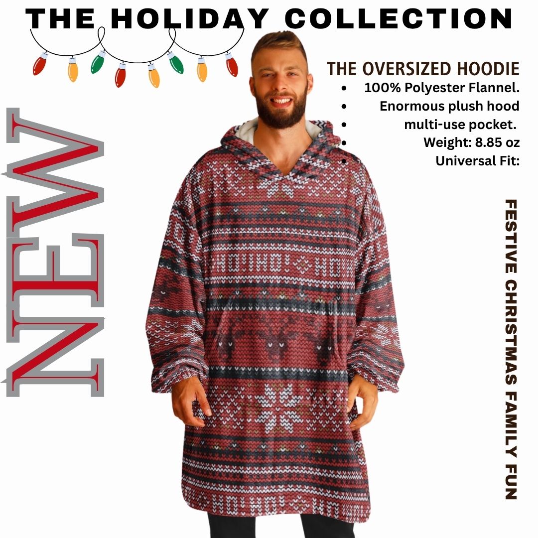 Red Christmas Santa Reindeer Oversize Hooded Blanket Fun SnuggleFit