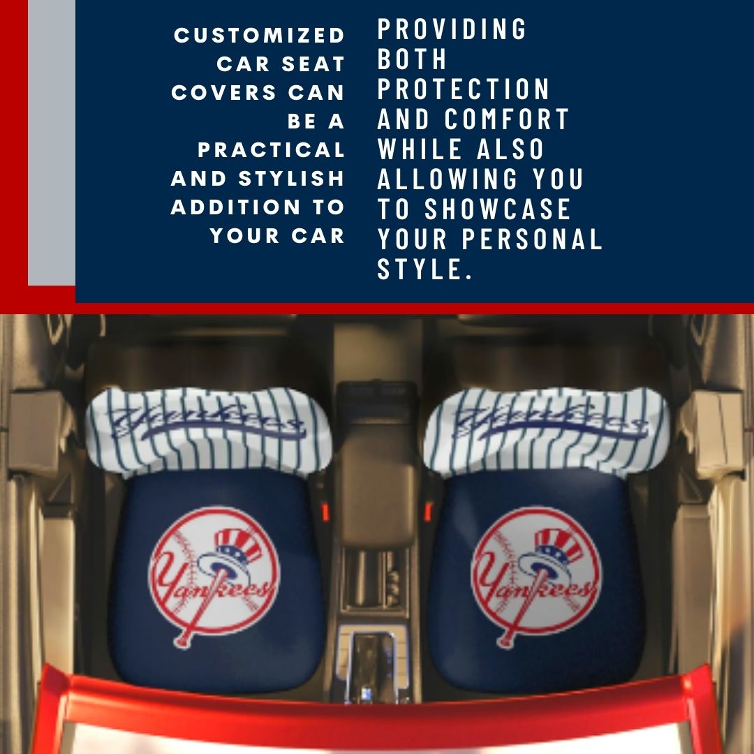 NY Yankees Car Seat Covers NY Red White & Blue NY w/ Striped Back & Navy Seat Vehicle Seat Covers NY Yankees Fan Gift Car Accessories Gift