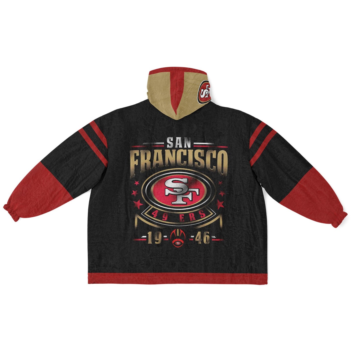 49ers Black Oversize Cuddle Hoodie San Francisco 49ers Cozy Hooded Blanket Gift